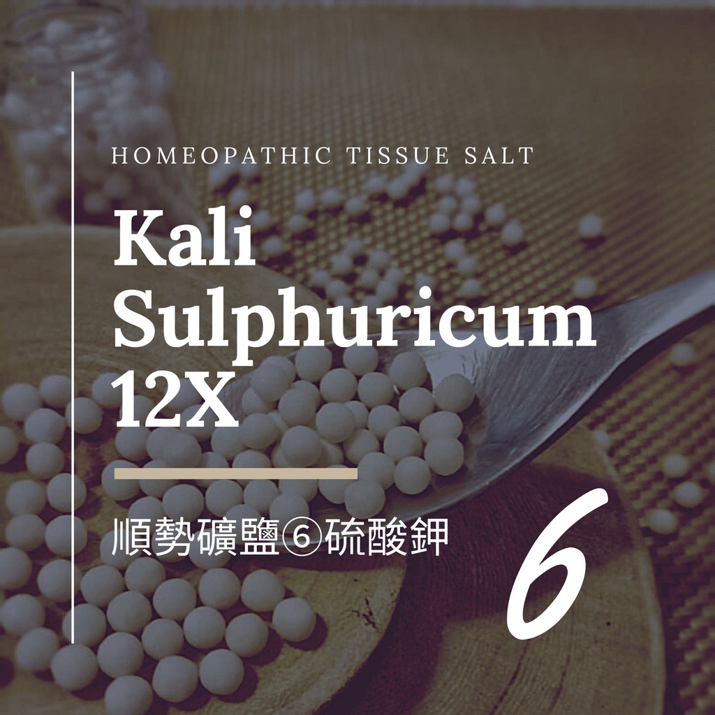 順勢十二組織鹽／礦鹽 Kali Sulphuricum【⑥硫酸鉀 12X】Tissue Salt 6克 順勢糖球