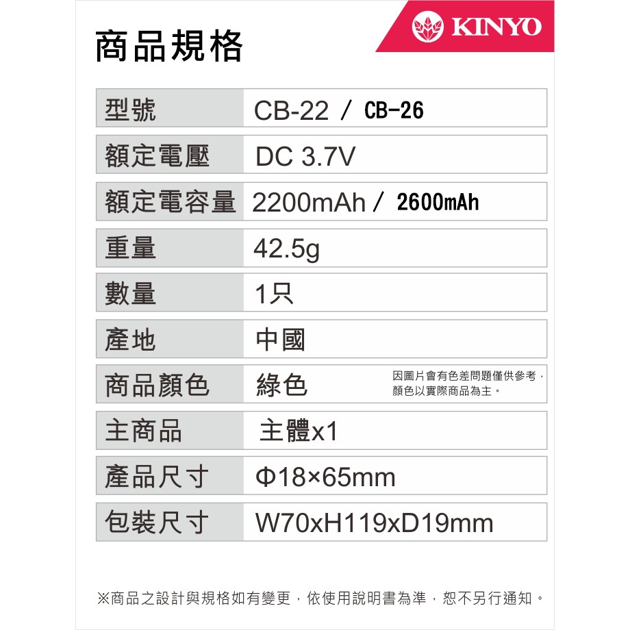 24h出貨 台灣認證kinyo 充電鋰電池1入低自放電充電電池電池耐嘉cb 22 Cb 26 蝦皮購物