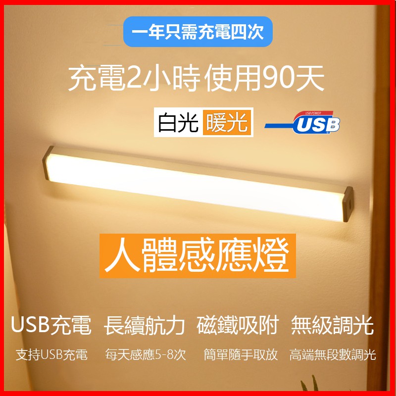 台灣24小時出貨【保固三個月】USB充電款人體感應LED燈 櫥櫃燈 床頭燈 露營燈