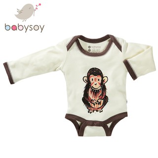 美國 Babysoy [Janey Baby]有機棉長袖包屁衣606_猩猩 好萊塢女星推薦 秋冬長袖包屁衣
