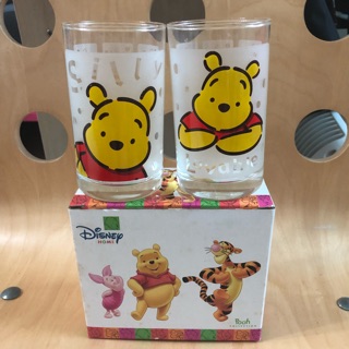 迪士尼 Disney 小熊維尼 pooh 玻璃杯 水杯 茶杯 杯子 對杯