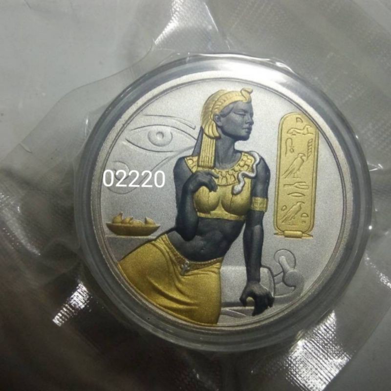 售價8500元~埃及艷后鍍金鍍釕三金屬銀幣，仿古銀幣，銀幣，紀念幣，錢幣，收藏，幣~埃及艷后高浮雕仿古鍍金鍍釕三金屬銀幣
