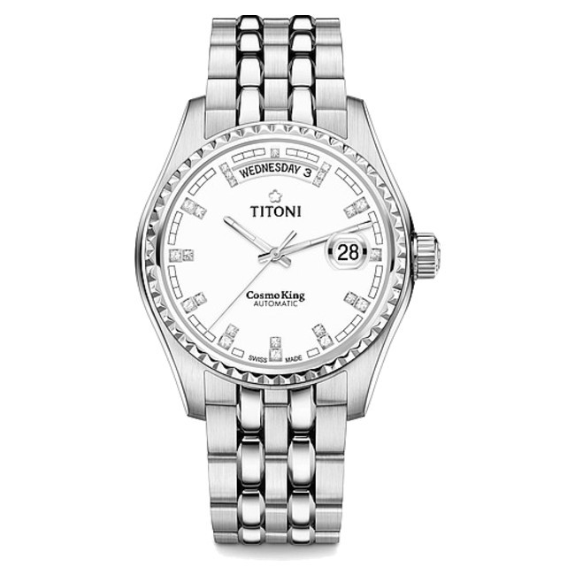 TITONI 瑞士梅花錶 宇宙系列 797S-307 尊貴紳士至尊腕錶/白 40mm