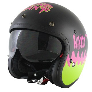 Nikko N-500 黃色書刊魔王聯名款 內墨片 3/4罩安全帽