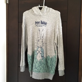 UNIQLO Peter Rabbit 彼得兔灰色長袖連帽T恤（帽T/上衣）M號