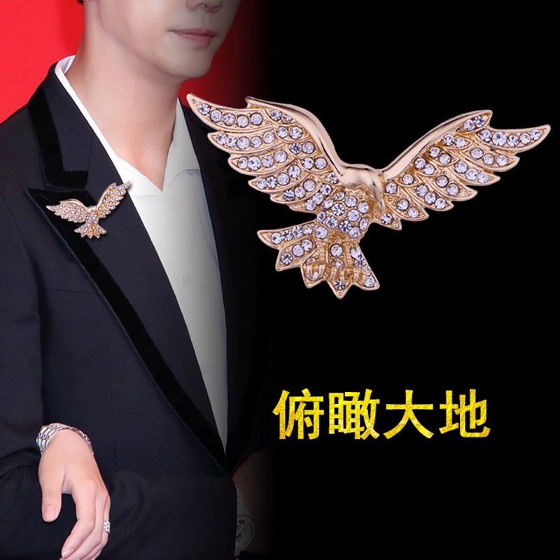 現貨快速發貨送男朋友鑲鑽合金胸針時尚潮人款別針老鷹別針新款男式衣飾配件外套胸針 蝦皮購物