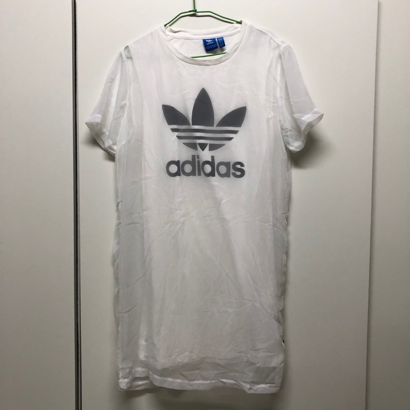 全新adidas愛迪達透紗絲質短袖 內搭背心雙層洋裝