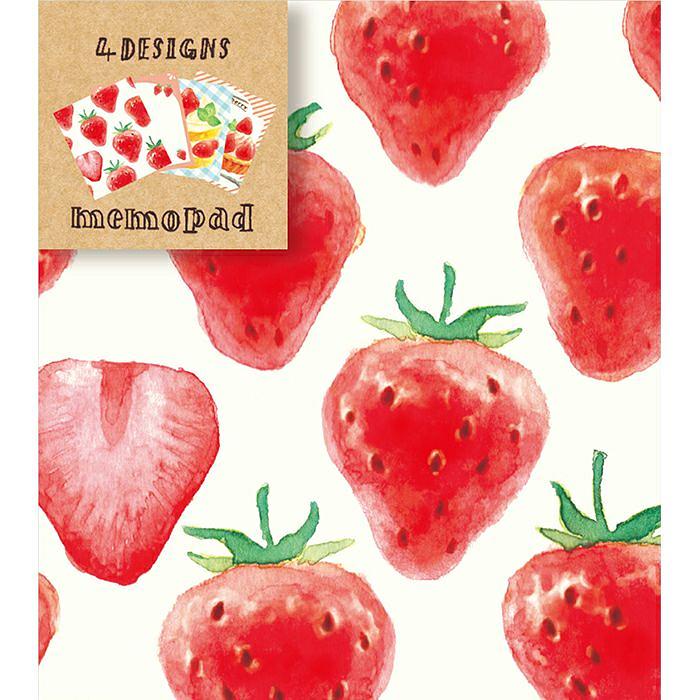 日本 Wa-Life 四種設計款式便條紙組/ 草莓 eslite誠品