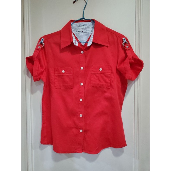 掛2♥️Tommy Hilfiger 海軍風 紅色短襯衫 （2）