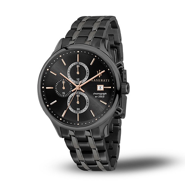 【Maserati 瑪莎拉蒂】GENTLEMAN鋼帶三眼腕錶-經典黑/R8873636003/台灣總代理公司貨享兩年保固