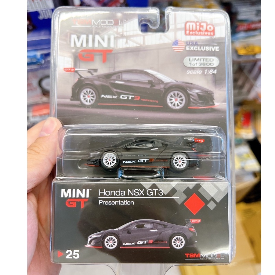 (小賈車庫) 1/64 MINI GT HONDA NSX GT3 消光黑 #25 銀色輪胎