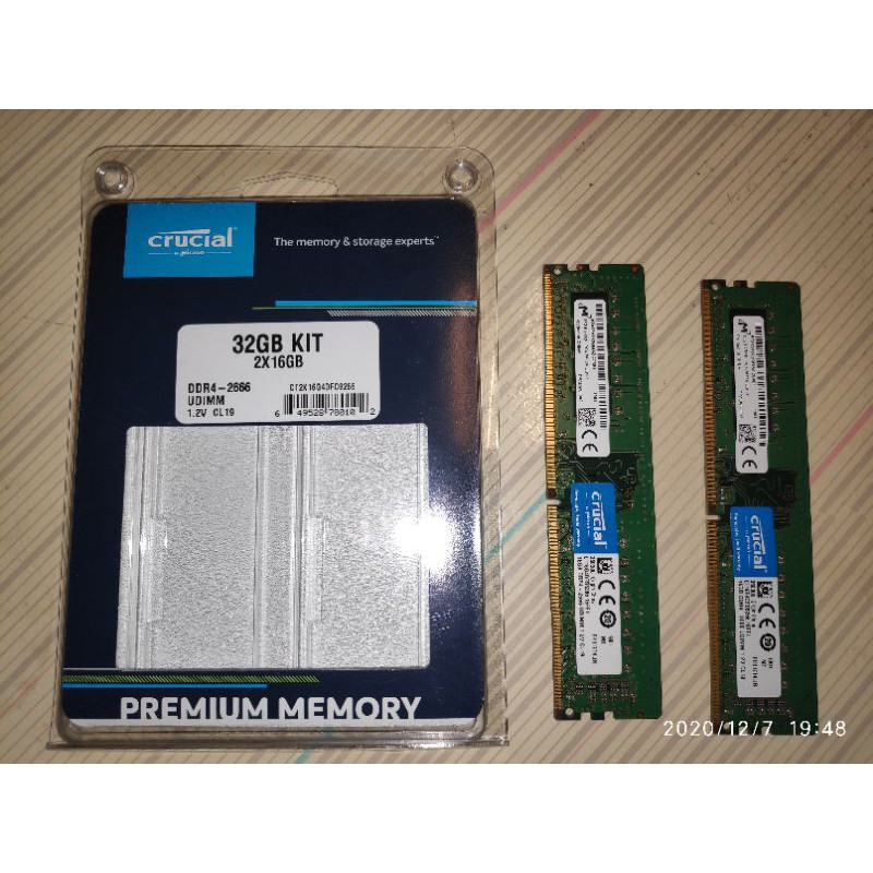雙通道 美光16G-2666X2 DDR4 記憶體 原廠終保