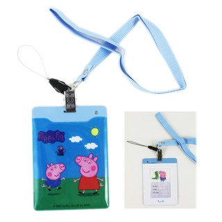 卡漫城 - 佩佩豬 吊帶證件套 藍色吊帶 ㊣版 悠遊卡套 卡片套 Peppa Pig 豬小妹 喬治 扣環 吊帶