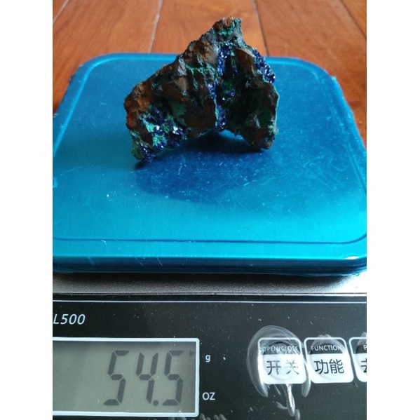 天然藍銅礦原礦，共生孔雀石，超藍晶體
