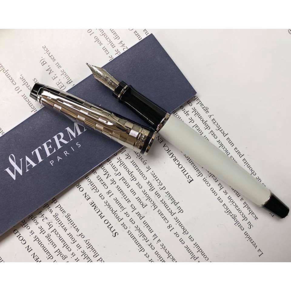[古今鋼筆]法國 Waterman 水人 EXPERT 權威系列 鋼筆（時尚銀蓋白桿款）