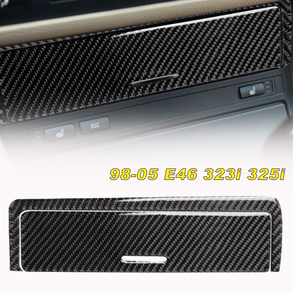 2件 Carbon Fiber 中控 上儲物盒面板 光亮 真碳纖維貼片 真卡夢 適用 98-05 E46 330i M3
