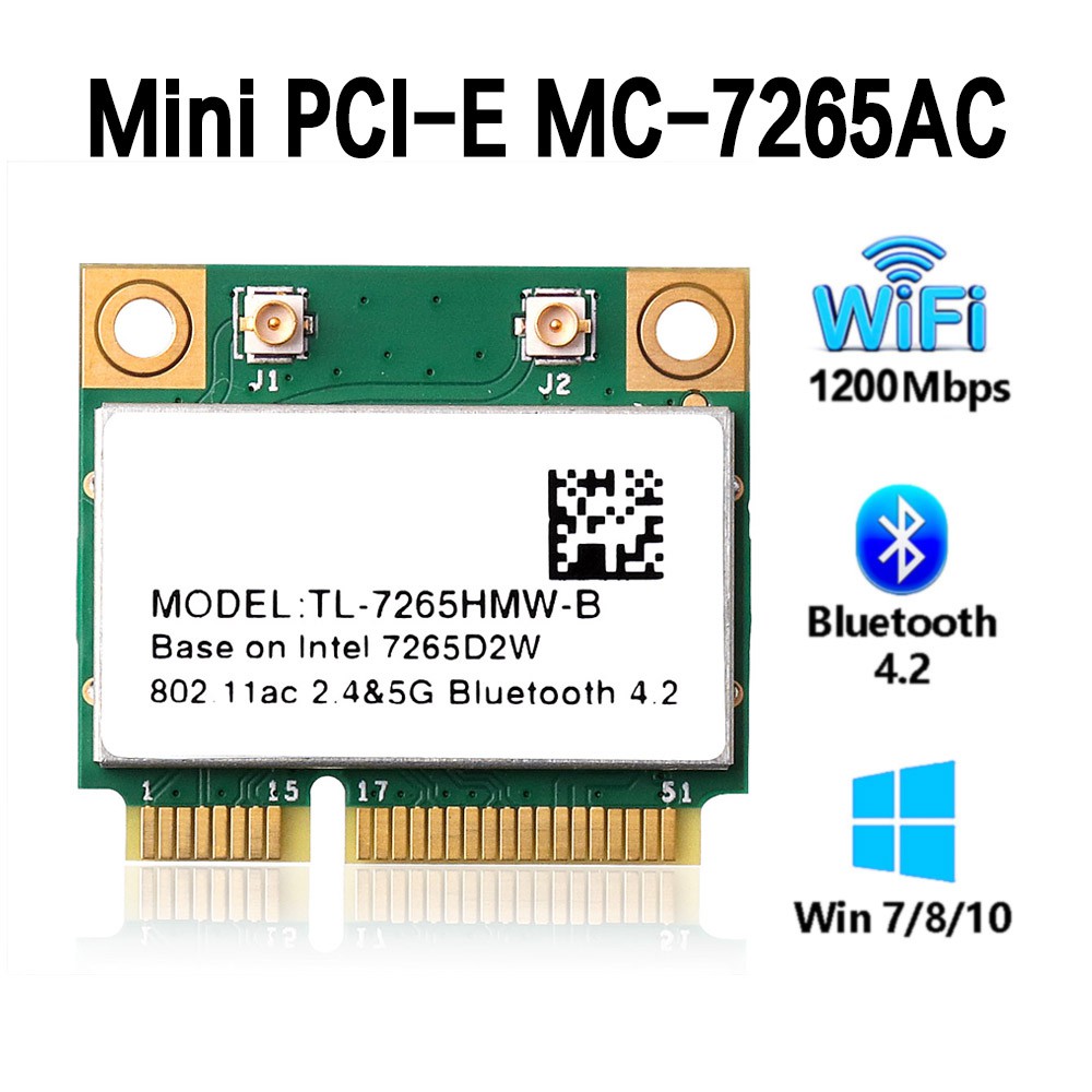 無線網卡intel 7265AC 1200Mbps 雙頻迷你 PCI-E Wi-Fi 卡藍牙 4.2