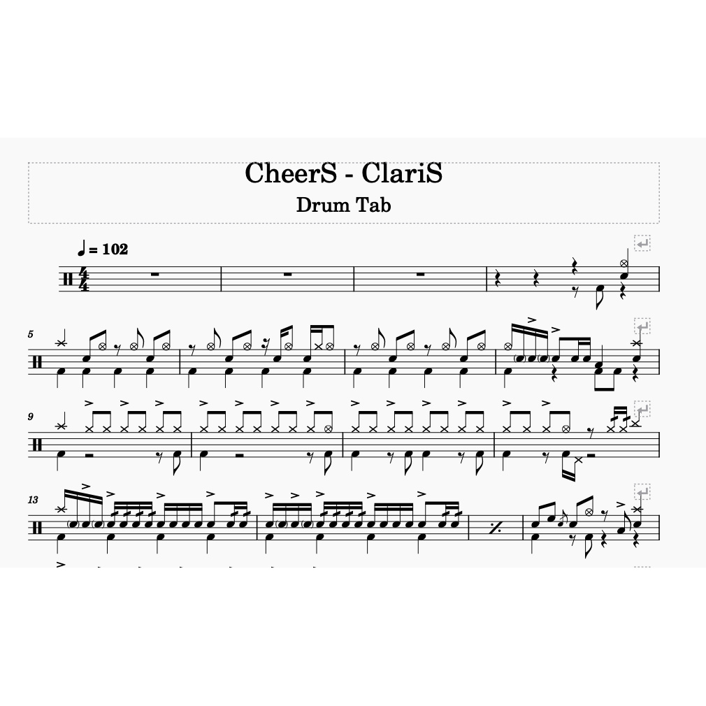 工作細胞 ED  CheerS - ClariS 鼓譜/動態鼓譜