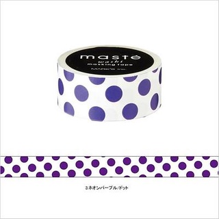 【紙膠帶分裝】日本和紙膠帶 日本品牌 MARK’S maste 圓點 水玉 - 霓虹紫 紙膠帶分裝100cm