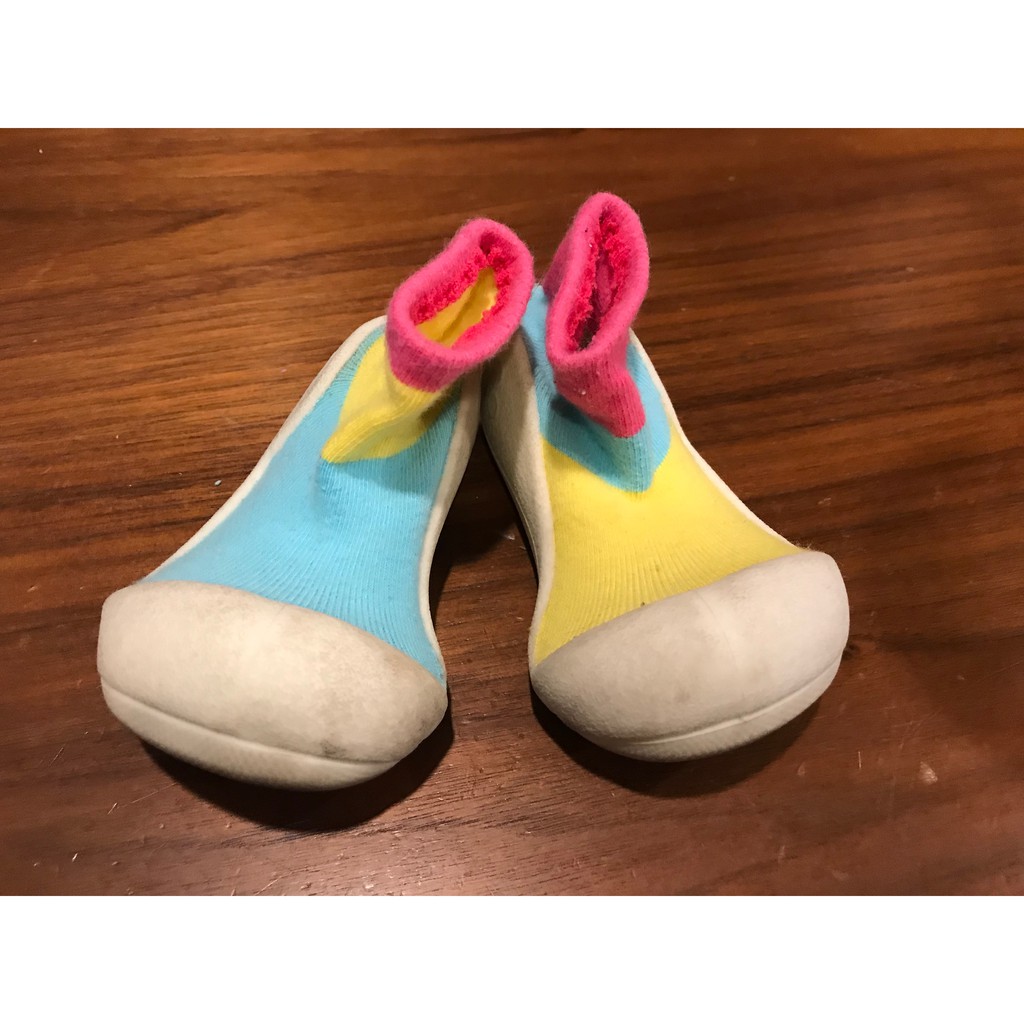 韓國【Attipas】12.5cm快樂腳襪型學步鞋-居家粉紅桃紅黃色藍色
