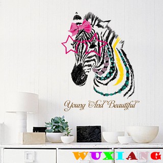 五象設計 動物186 DIY 壁貼 彩色美麗斑馬 牆壁裝飾 房間裝飾美化居家環境牆貼紙 玄關裝飾牆貼