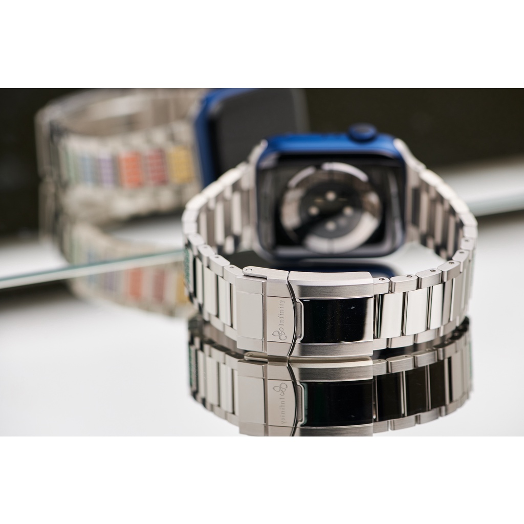 X HARMONY【 限量款式—彩虹＋棒棒糖 】Apple Watch 904L不鏽鋼錶帶42/44/45mm ２入組
