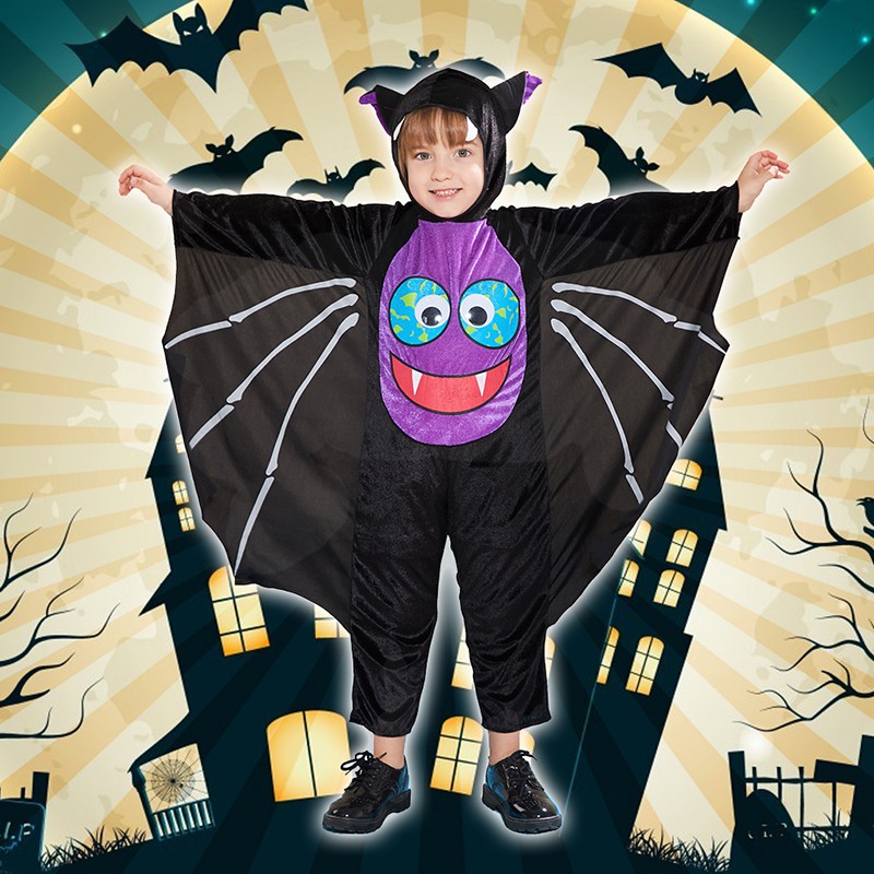 ★瘋狂派對★萬聖節兒童吸血鬼蝙蝠造型服飾 可愛蝙蝠Cosplay童裝卡通動物蝙蝠連體服 寶寶變裝派對舞台表演鬼屋遊戲服裝