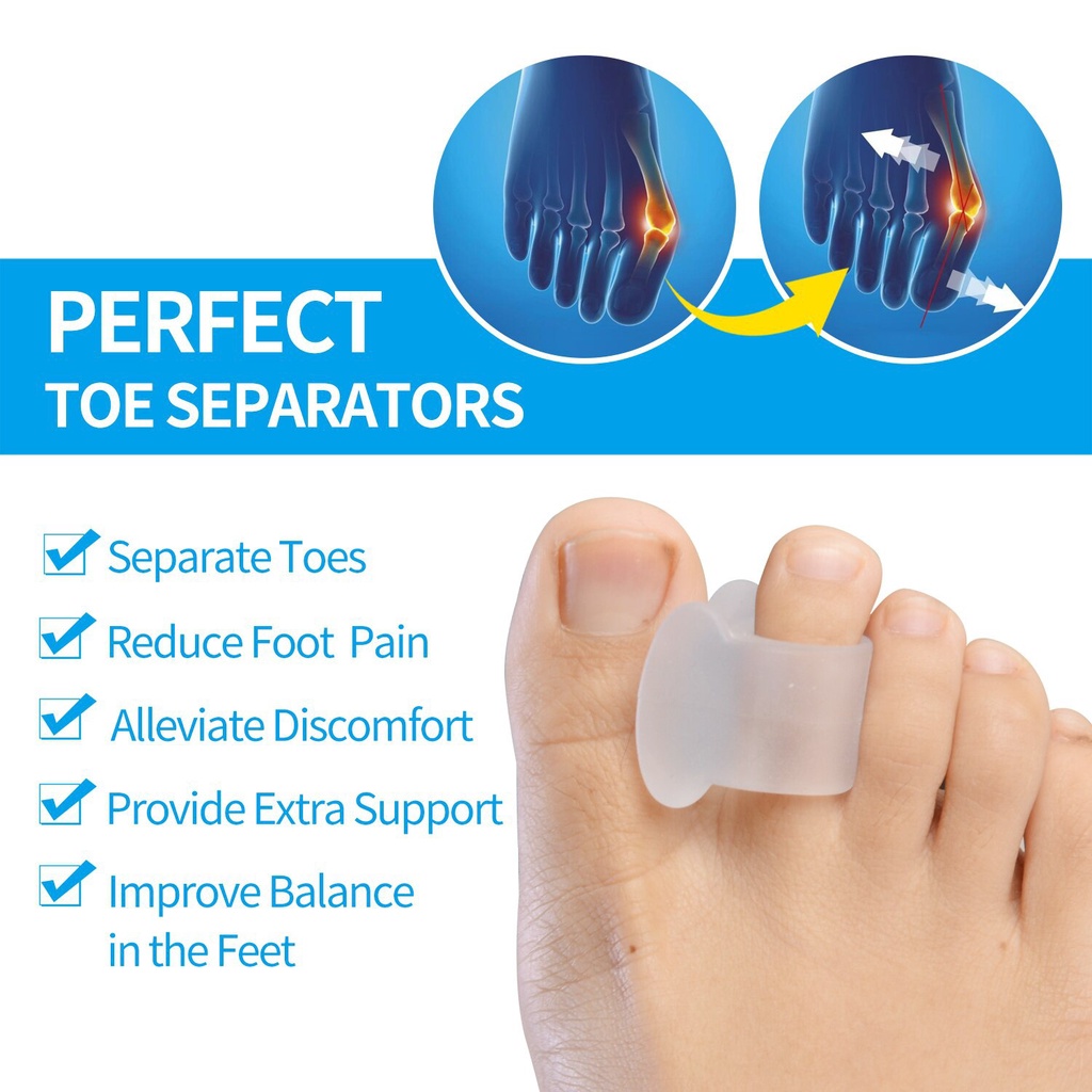 軟矽膠脚趾分離器拇趾外翻包皮環墊片0過度研磨脚趾拇指矯正器足部護理工具
