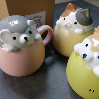 郭公館工作室-日本DECOLE刺蝟柴犬貓咪陶瓷泡蓋杯收納罐