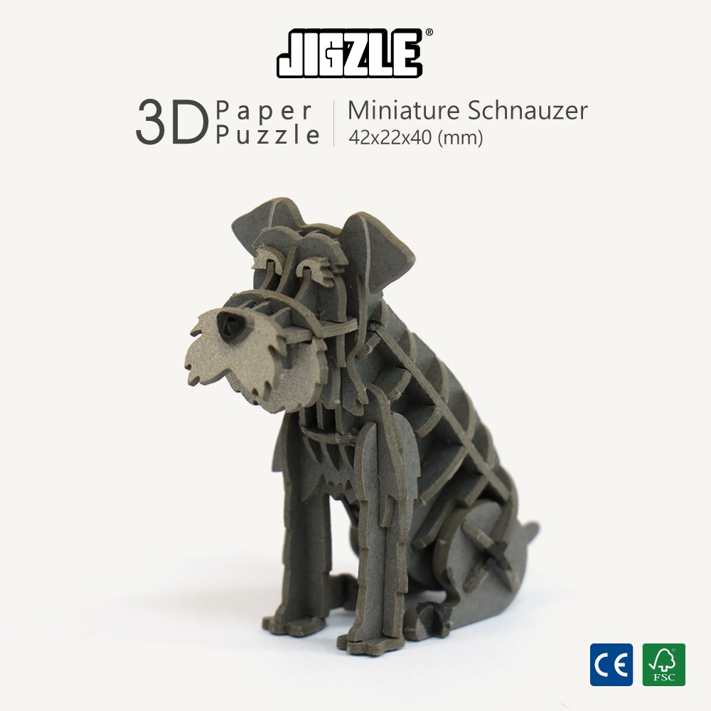 現貨 Jigzle 紙拼圖 雪納瑞創意主題狗拼圖3d 禮品雪納瑞模型手作狗狗拼圖收藏 蝦皮購物