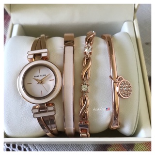 【限時折扣預購】Anne Klein 美國🇺🇸手鐲手錶施華洛世奇水晶裝飾手鐲 四件組 女生手錶 手環 手鍊 生日禮物