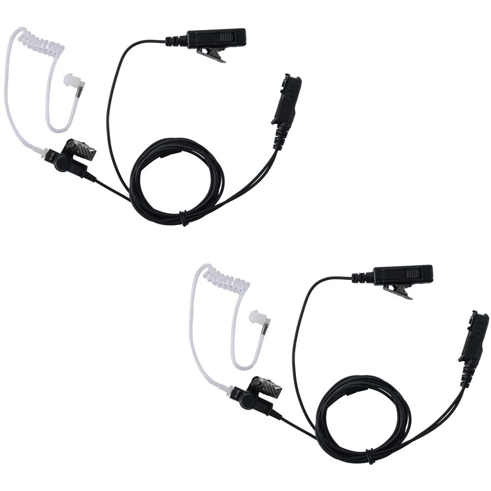MOTOROLA 2 件裝 2 線監控安全聲管耳機,帶 PTT 麥克風,適用於摩托羅拉 XPR3300e XPR3500