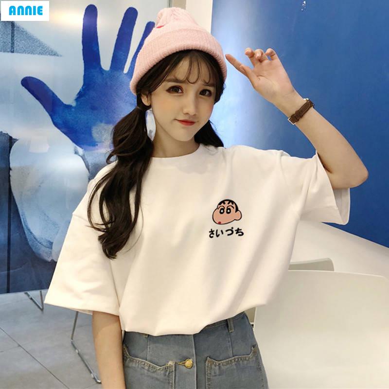 【ANNIE】韓版夏季蠟筆小新印花圖案寬松短袖t恤學生半袖簡約百搭女上衣潮