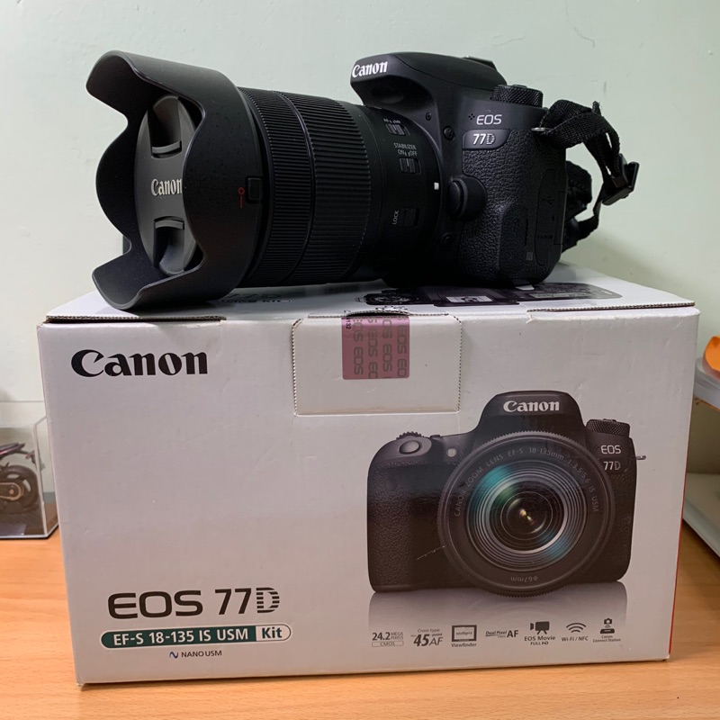Canon 77d kit + EF-S 18-135mm f3.5-5.6 IS USM（有裝保護鏡）