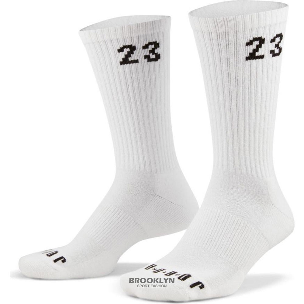 NIKE 籃球襪 JORDAN 23 全白 六雙一組 襪子 長襪 (布魯克林) DH4287-100