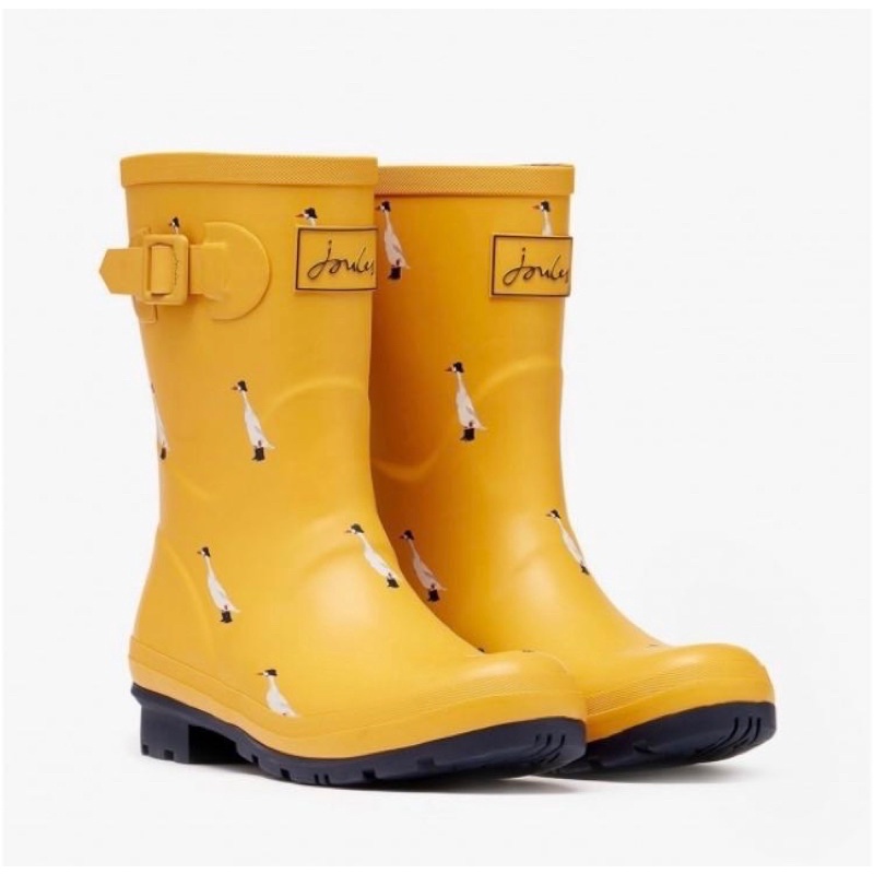 Miolla 英國品牌Joules 黃色可愛帶帽鴨鴨中筒 雨靴/雨鞋