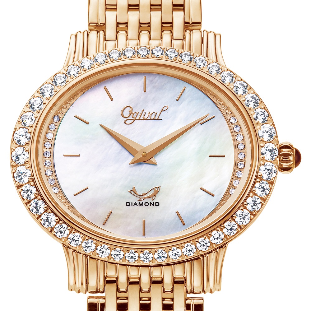 OGIVAL 愛其華 380-42DLR-白 星空真鑽珠寶錶 女錶