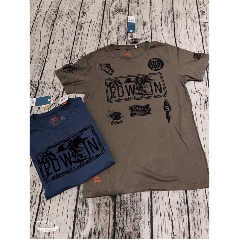 (正品代購）EDWIN 男生 海灘風 大logo 短袖T恤