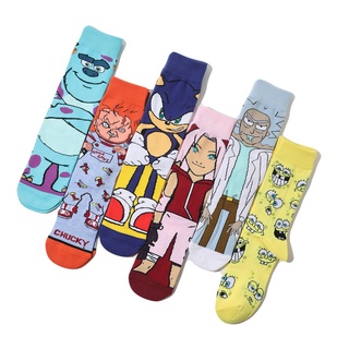 卡通怪物襪子 動漫個性潮流中筒襪 漫畫情侶襪 創意滑板襪