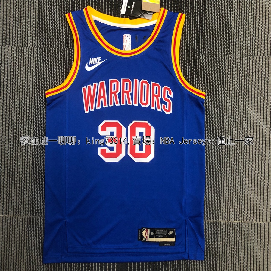 NBA 75週年 Warriors 勇士 隊 球衣 柯瑞 Stephen Curry 藍 30 號 復古 SW 球迷版
