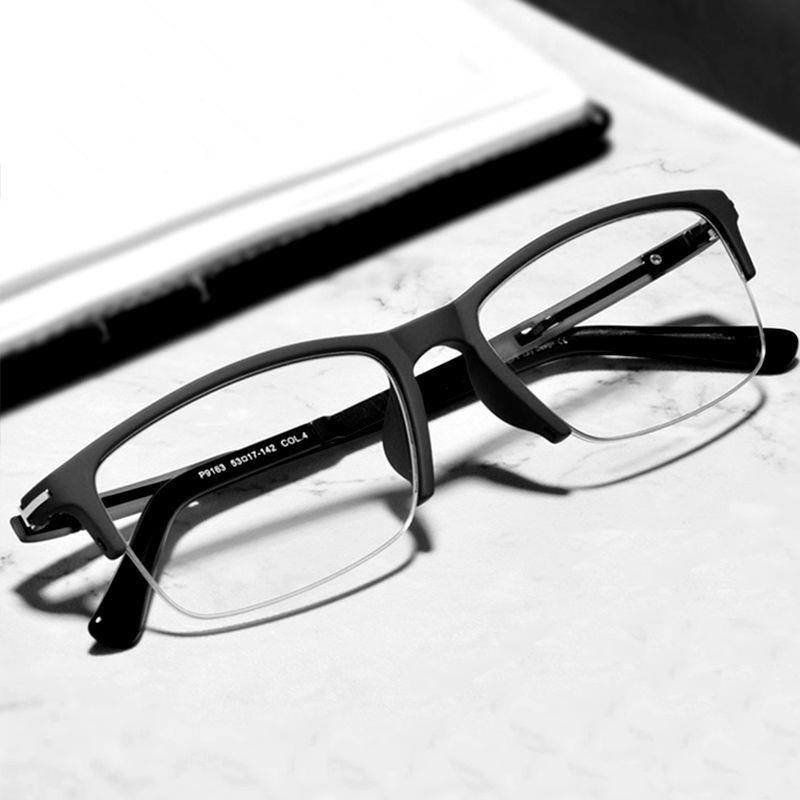 眼鏡 近視眼鏡 0-800度防藍光近視眼鏡男士半框超輕舒適可配有度數變色近視鏡200