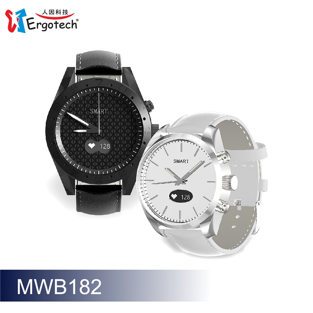 【台灣人因科技】人因 ERGOLINK MWB182W 智慧石英雙機芯心率監測手錶(經典黑/典雅白)