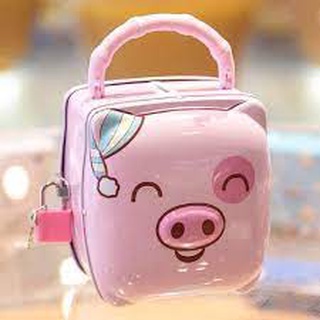 帶鎖的可愛豬形迷你鐵保險箱,用於獲得幸運錢(商店 Trangmon)