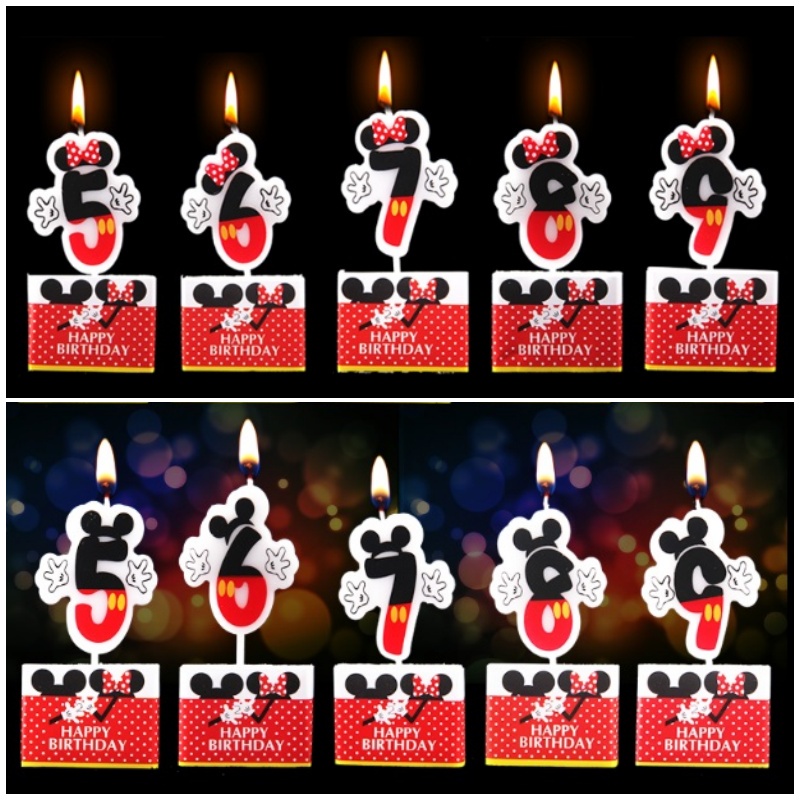 台灣現貨✦哈囉派對✦【米奇米妮數字蠟燭6～9】生日蠟燭 寶寶周歲蠟燭 造型蠟燭 生日派對 蛋糕裝飾 卡通數字蠟燭