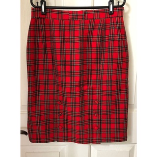 經典蘇格蘭格子裙 毛料秋冬及膝裙 窄裙 紅綠格子裙