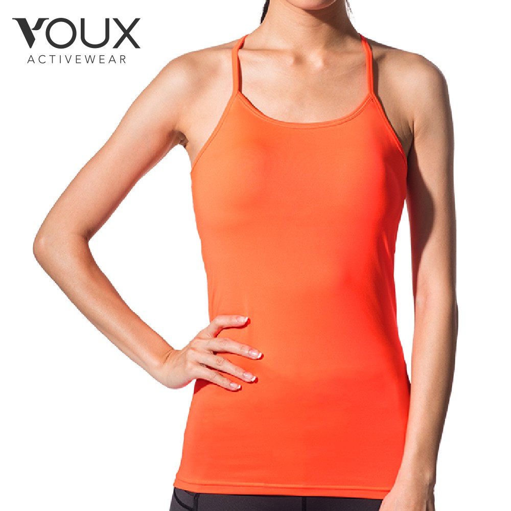 【VOUX】女透氣速乾運動背心含罩杯(桔/藍/紫S-L)