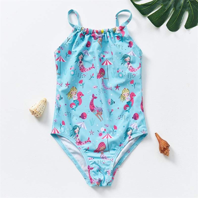 5-8 歲小童女童泳衣 ONE-PIECE 沙灘裝 2022 年新款時尚小美人魚印花泳裝兒童女孩