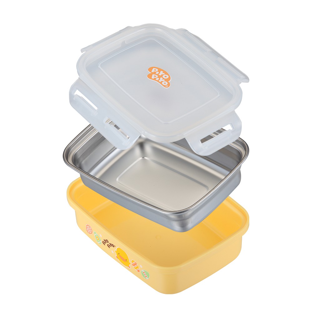 黃色小鴨 304不鏽鋼雙層隔熱密封方餐盒400ml 台灣製 630144