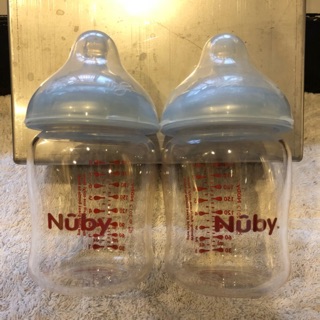 Nuby超寬口徑弧形玻璃奶瓶 240ml（2入）