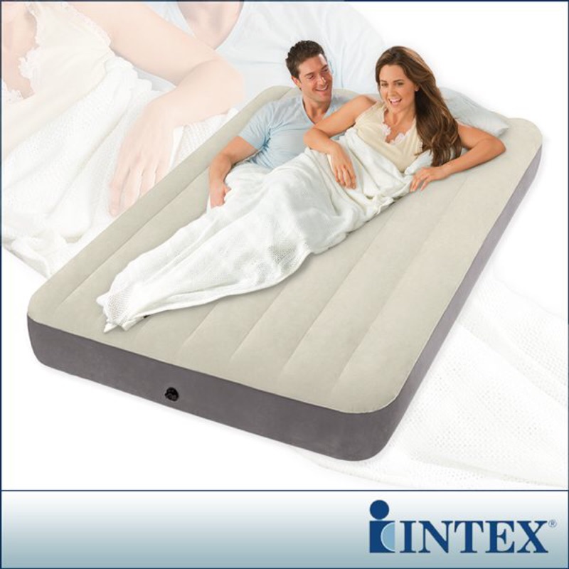 (2件組) 二手【INTEX】新型氣柱-雙人植絨充氣床墊-寬137cm(64102)